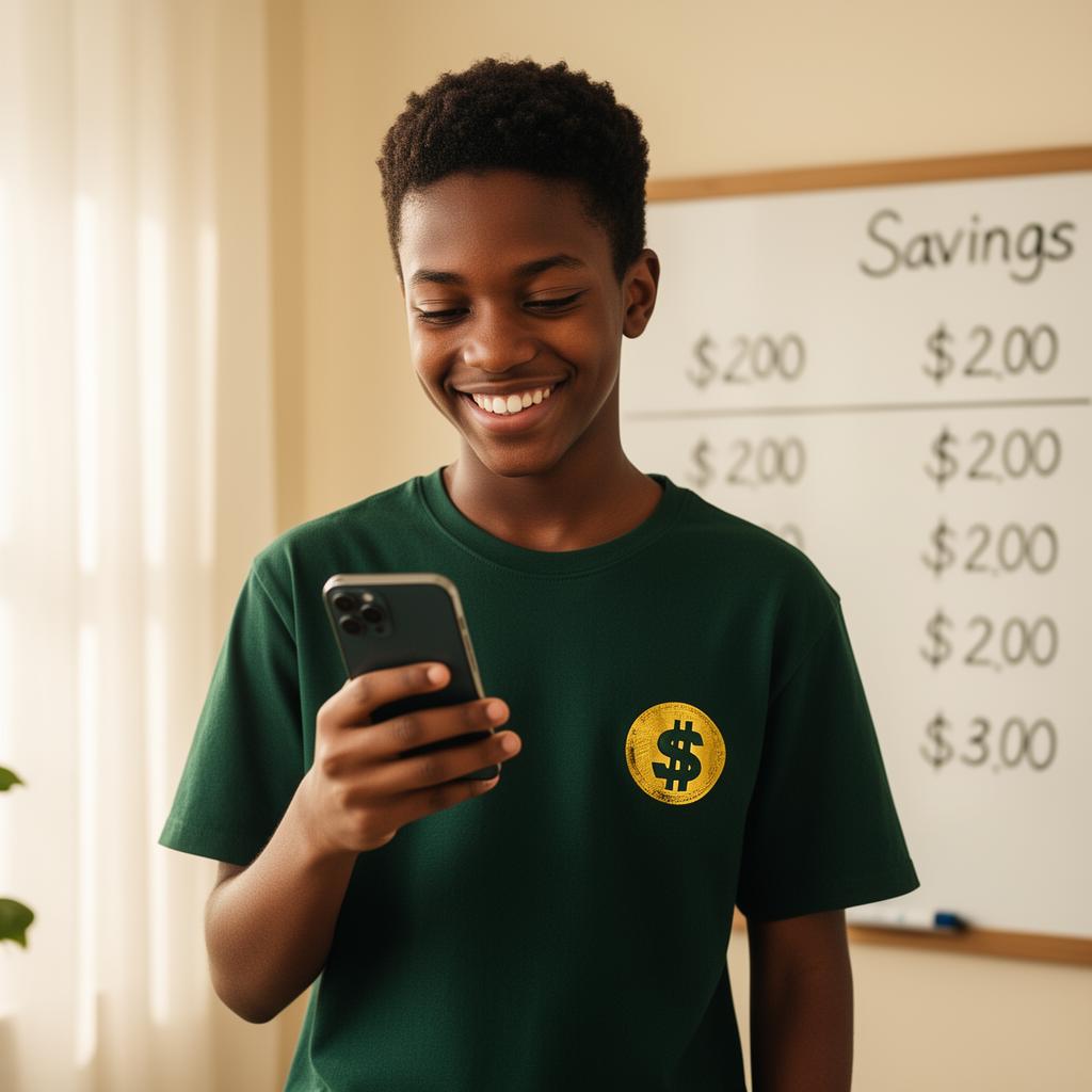Teen confidently managing their money